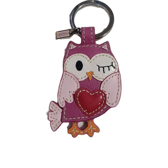 COACH LEATHER WINKING LOVE OWL KEYFOB/KEYRING/KEYCHAIN 93095 - Picture 1 of 2